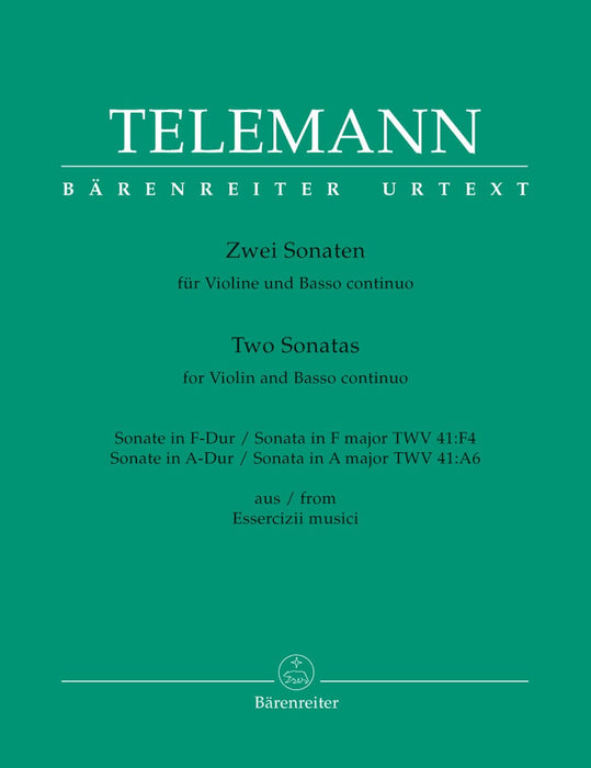 Two Sonatas for Violin and Basso continuo (from Essercizii musici) 泰勒曼 奏鳴曲 小提琴 騎熊士版 | 小雅音樂 Hsiaoya Music