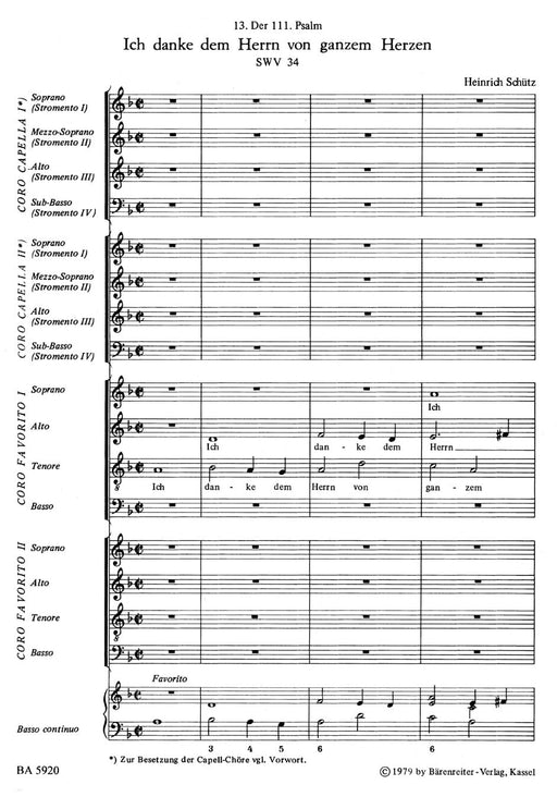 Ich danke dem Herrn von ganzem Herzen SWV 34 -Psalm 111 Nr. 13- (aus "Psalmen Davids") Psalm 111 No. 13 詩篇 騎熊士版 | 小雅音樂 Hsiaoya Music