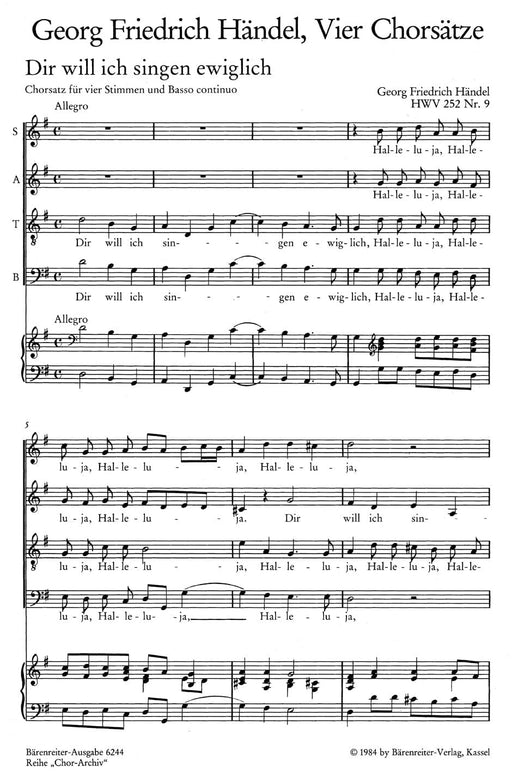 Vier Chorsätze 韓德爾 騎熊士版 | 小雅音樂 Hsiaoya Music