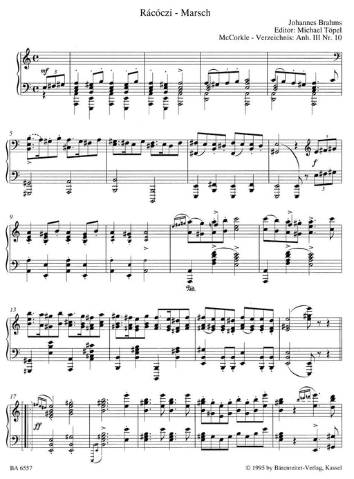 Rßc¾czi-Marsch for Piano -First edition- First edition 布拉姆斯 鋼琴 騎熊士版 | 小雅音樂 Hsiaoya Music