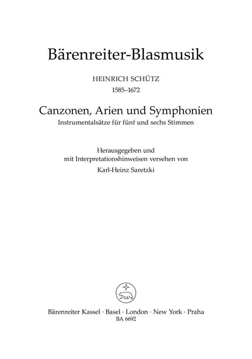 Canzonen, Arien und Symphonien (Instrumentalsätze aus größeren Werken und Übertragungen von Chorwerken für Posaunenchöre. Einrichtungern und Interpretationshinweise vom Herausgeber) 詠嘆調 騎熊士版 | 小雅音樂 Hsiaoya Music