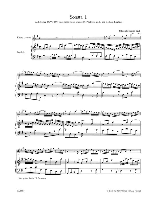 Six Sonatas after BWV 525-530 for Flute and Harpsichord Obbligato -Volume I: Sonatas 1 and 2- 巴赫約翰瑟巴斯提安 奏鳴曲 長笛 大鍵琴 奏鳴曲 騎熊士版 | 小雅音樂 Hsiaoya Music