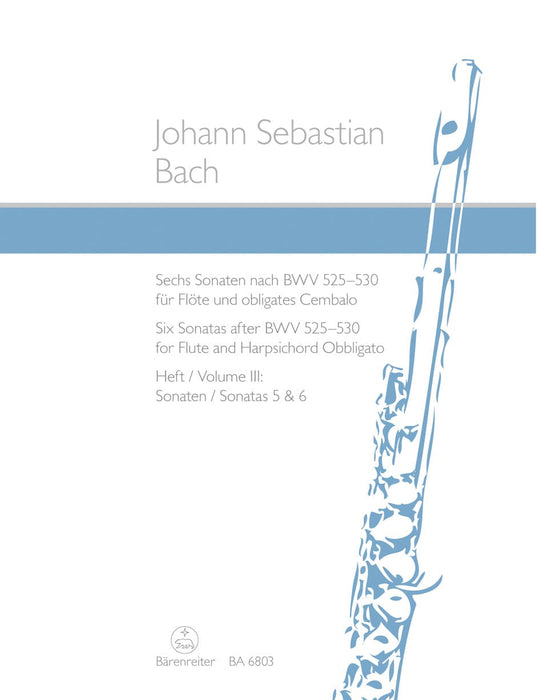 Six Sonatas after BWV 525-530 for Flute and Harpsichord Obbligato -Volume III: Sonatas 5 and 6- 巴赫約翰瑟巴斯提安 奏鳴曲 長笛 大鍵琴 奏鳴曲 騎熊士版 | 小雅音樂 Hsiaoya Music
