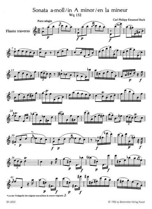 Sonata for Flute solo A minor Wq 132 巴赫卡爾菲利普艾曼紐 奏鳴曲 長笛 獨奏 騎熊士版 | 小雅音樂 Hsiaoya Music