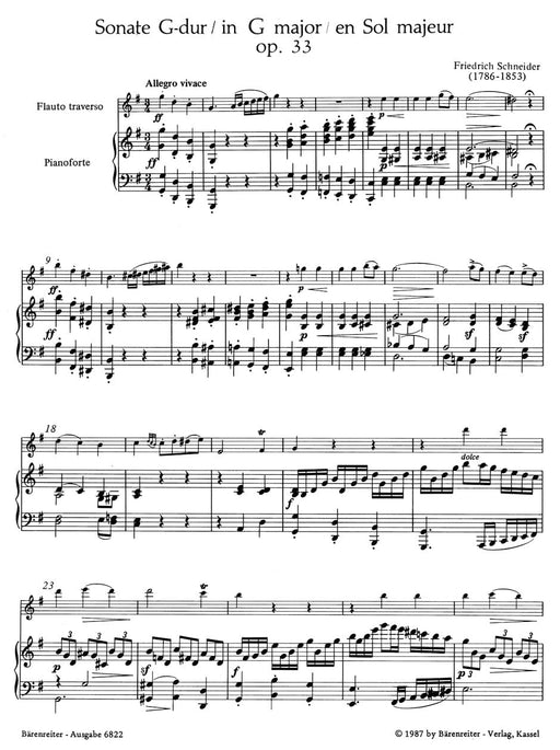 Sonata for Flute and Piano G major op. 33 奏鳴曲 長笛 鋼琴 騎熊士版 | 小雅音樂 Hsiaoya Music