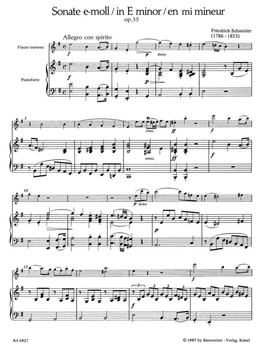 Sonata for Flute and Piano E minor op. 35 奏鳴曲 長笛 鋼琴 騎熊士版 | 小雅音樂 Hsiaoya Music