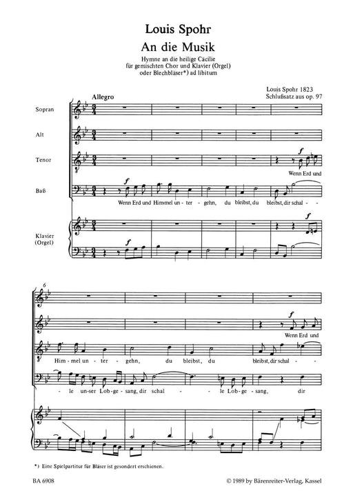 An die Musik op. 97 (1823) -Festlicher Chor. Schlusssatz der "Hymne an die heilige Cäcilie"- Festive chorus of the final movement "Hymne an die heilige Cäcilie" 合唱 樂章 騎熊士版 | 小雅音樂 Hsiaoya Music