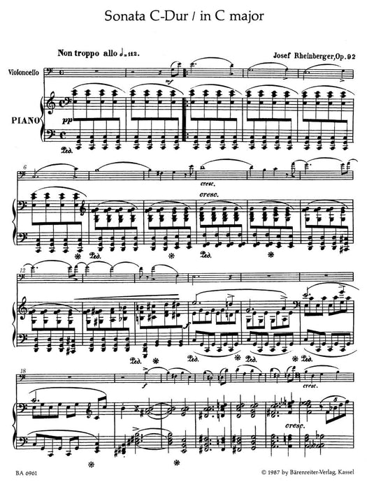 Sonate für Violoncello und Klavier C-Dur op. 92 大提琴 騎熊士版 | 小雅音樂 Hsiaoya Music