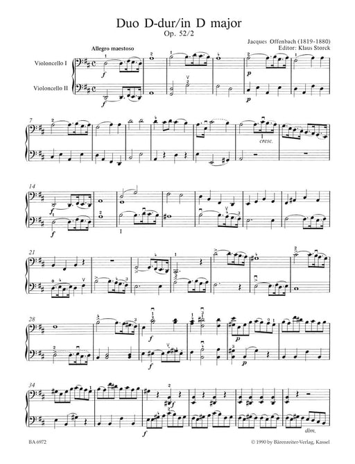 Two Duets for two Violoncellos op. 52/2, 3 歐芬巴赫 二重奏 大提琴 騎熊士版 | 小雅音樂 Hsiaoya Music
