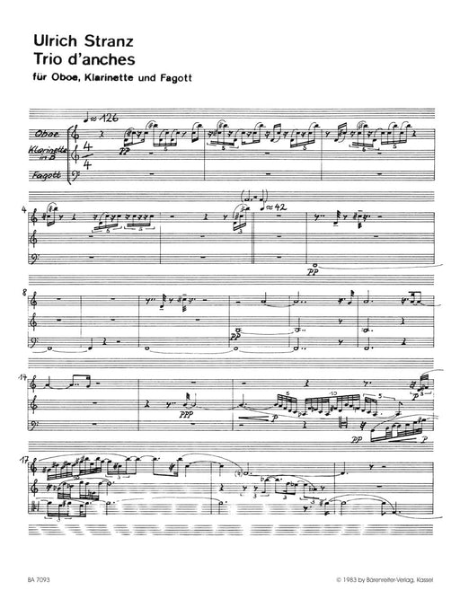 Trio d'anches für Oboe, Klarinette und Fagott (1979/1980) 三重奏 雙簧管 騎熊士版 | 小雅音樂 Hsiaoya Music