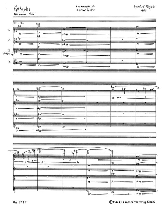 Epitaphe for four Flutes (1986) 墓誌銘 長笛 騎熊士版 | 小雅音樂 Hsiaoya Music