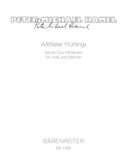 "Mittlerer Frühling" (1983/1987) -six Duo-Miniaturen für Viola und Baryton- Six Duo Miniatures 二重奏 中提琴 騎熊士版 | 小雅音樂 Hsiaoya Music
