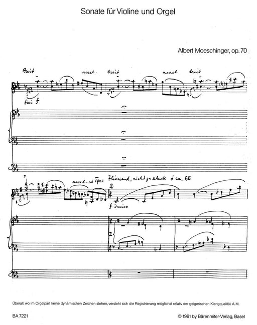 Sonate für Violine und Orgel op. 70 (1945) 小提琴 騎熊士版 | 小雅音樂 Hsiaoya Music