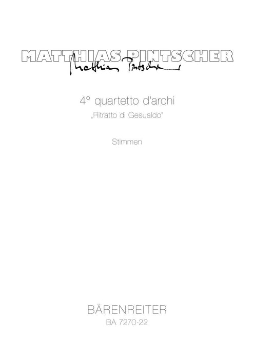 4. quartetto d'archi - Ritratto di Gesualdo (1992) -4 für jedes Instrument individuell eingerichtete Spielscoreen- 四重奏 樂器 騎熊士版 | 小雅音樂 Hsiaoya Music