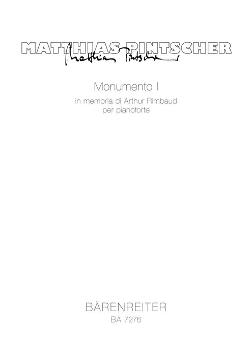 Monumento I for Piano (1991) -in memoria di Arthur Rimbaud- in memoria di Arthur Rimbaud 鋼琴 騎熊士版 | 小雅音樂 Hsiaoya Music