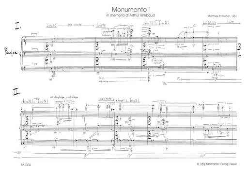 Monumento I for Piano (1991) -in memoria di Arthur Rimbaud- in memoria di Arthur Rimbaud 鋼琴 騎熊士版 | 小雅音樂 Hsiaoya Music