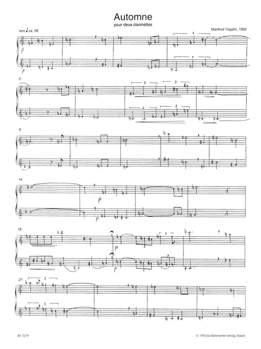 Automne et Aubade pour deux clarinettes (1992) 晨曲 豎笛 騎熊士版 | 小雅音樂 Hsiaoya Music