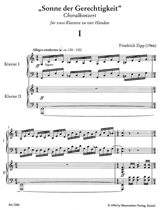 Sonne der Gerechtigkeit (1966) -Choralkonzert für zwei Klaviere (für Aufführungen werden 2 Exemplare benötigt)- Chorale Concerto 合唱協奏曲 聖詠合唱協奏曲 騎熊士版 | 小雅音樂 Hsiaoya Music