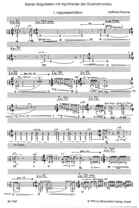 sieben Bagatellen mit Apotheose der Glasharmonika für Klarinette in B (1994 (rev. 2001)) 音樂小品 騎熊士版 | 小雅音樂 Hsiaoya Music