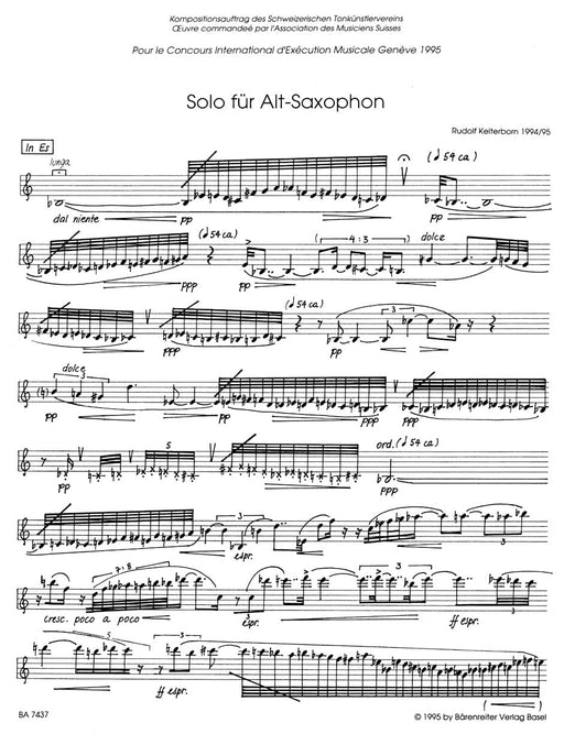 Solo für Alt-Saxophon (1994/1995) 獨奏 騎熊士版 | 小雅音樂 Hsiaoya Music