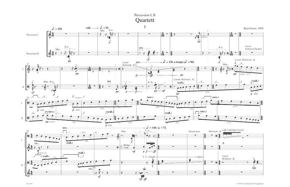 Quartett für Schlagzeuger (1995) 四重奏 騎熊士版 | 小雅音樂 Hsiaoya Music