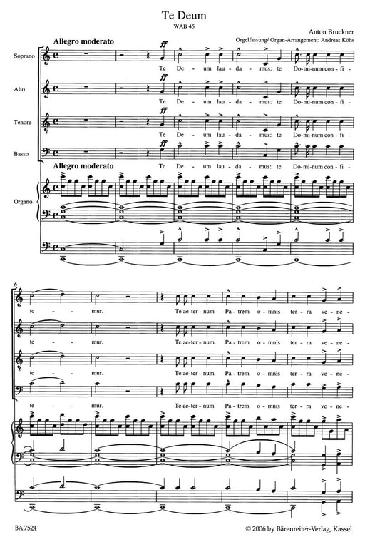Te Deum WAB 45 (arranged for soloists (SATB), Mixed choir (SATB) and organ) 布魯克納 讚美詩 獨奏 管風琴 騎熊士版 | 小雅音樂 Hsiaoya Music