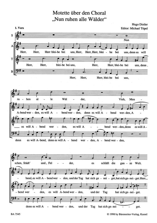 Nun ruhen alle Wälder - Chorale Motets and early motet-like Works ( Allein zu dir, Herr Jesu Christ / Gloria-Fugue [SAT] / Ave Maria zart ) 合唱經文歌 聖母頌聖詠合唱經文歌 復格曲 聖母頌 騎熊士版 | 小雅音樂 Hsiaoya Music