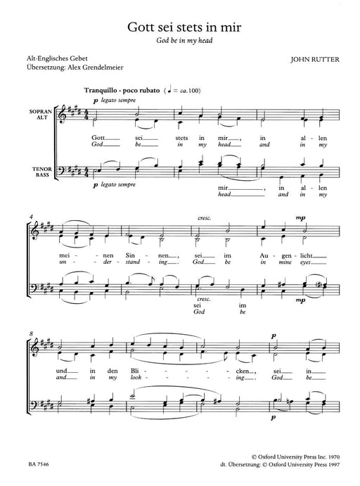 God be in my head -Geistliche Chorwerke für Mixed Choir mit und ohne Klavier/Orgel- Sacred Choral Works 合唱 騎熊士版 | 小雅音樂 Hsiaoya Music