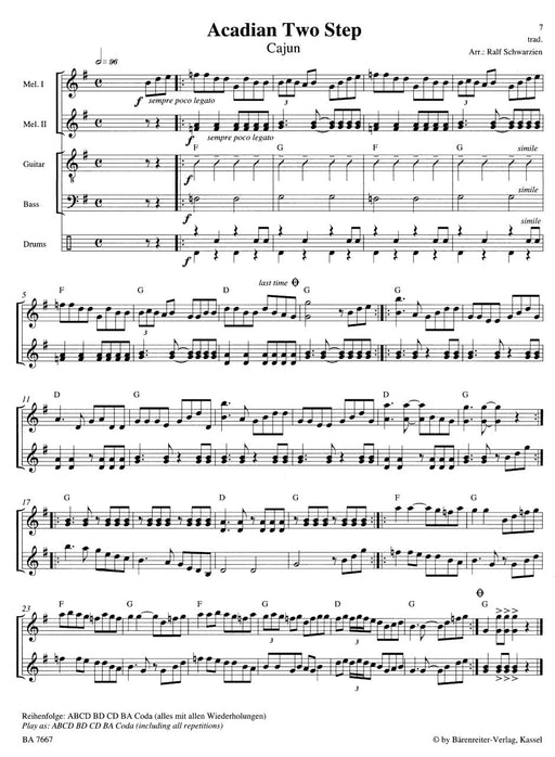 Zydeco - Cajun -15 Arrangements für variable Besetzung- 15 Arrangements for variable Instrumentation 詠唱調配器法 騎熊士版 | 小雅音樂 Hsiaoya Music