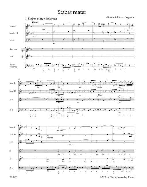 Stabat mater for Soprano, Alto, Strings and Basso continuo 裴哥雷西 聖母悼歌 中音弦樂 騎熊士版 | 小雅音樂 Hsiaoya Music