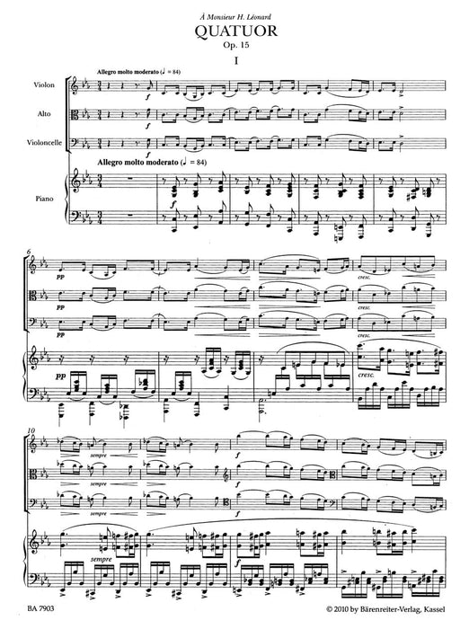 Quartet for Piano, Violin, Viola and Violoncello in C minor op. 15 N 48 佛瑞 四重奏 鋼琴 小提琴 中提琴 大提琴 騎熊士版 | 小雅音樂 Hsiaoya Music