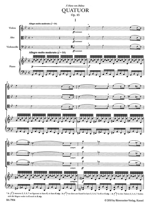 Quartet for Piano, Violin, Viola and Violoncello G minor op. 45 佛瑞 四重奏 鋼琴 小提琴 中提琴 大提琴 騎熊士版 | 小雅音樂 Hsiaoya Music