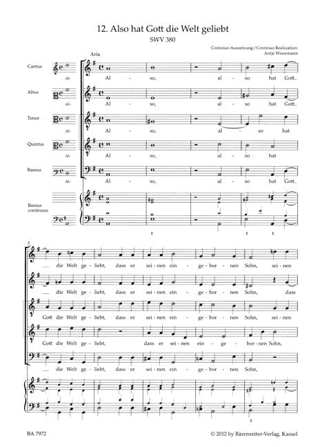 Also hat Gott die Welt geliebt SWV 380 -Motet- (No. 12 from "Geistliche Chor-Music") Motet 經文歌 騎熊士版 | 小雅音樂 Hsiaoya Music