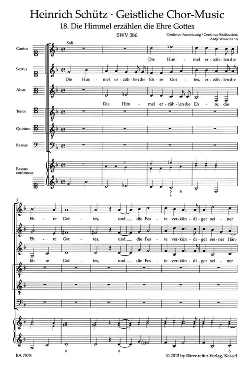 Die Himmel erzählen die Ehre Gottes SWV 386 -Motet- (No. 18 from "Geistliche Chor-Music") Motet 經文歌 騎熊士版 | 小雅音樂 Hsiaoya Music