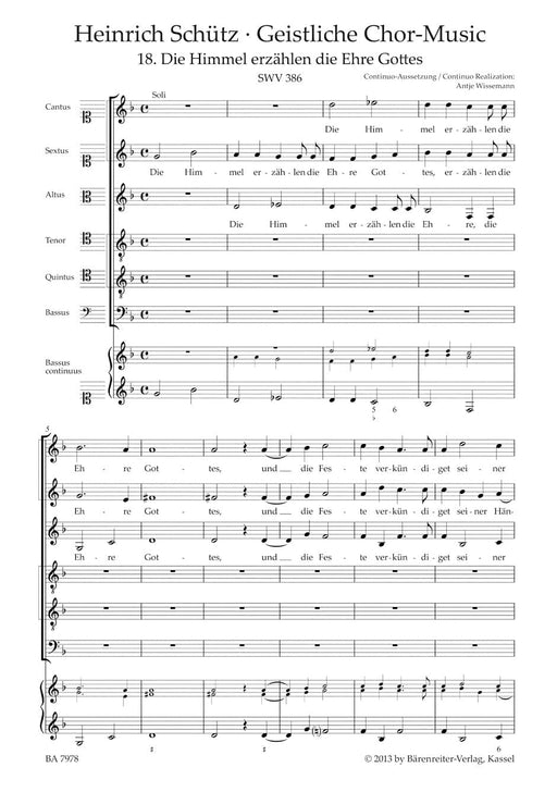 Die Himmel erzählen die Ehre Gottes SWV 386 -Motet- (No. 18 from "Geistliche Chor-Music") Motet 經文歌 騎熊士版 | 小雅音樂 Hsiaoya Music