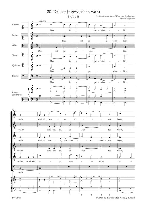 Das ist je gewisslich wahr SWV 388 -Motet- (No. 20 from "Geistliche Chor-Music") Motet 經文歌 騎熊士版 | 小雅音樂 Hsiaoya Music
