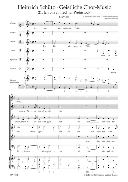 Ich bin ein rechter Weinstock SWV 389 -Motet- (No. 21 from "Geistliche Chor-Music") Motet 經文歌 騎熊士版 | 小雅音樂 Hsiaoya Music