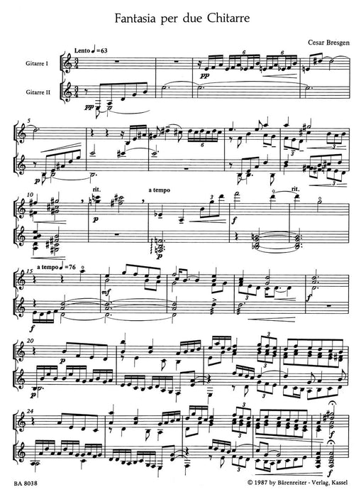 fantasie per due chitarre (1985) 幻想曲 騎熊士版 | 小雅音樂 Hsiaoya Music