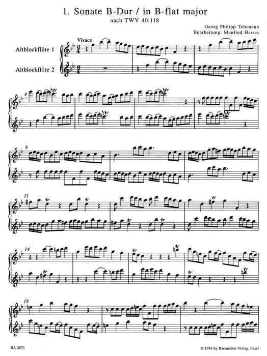 6 Sonaten im Kanon op. 5 TWV 40:118-123 (Heft 1) 泰勒曼 騎熊士版 | 小雅音樂 Hsiaoya Music