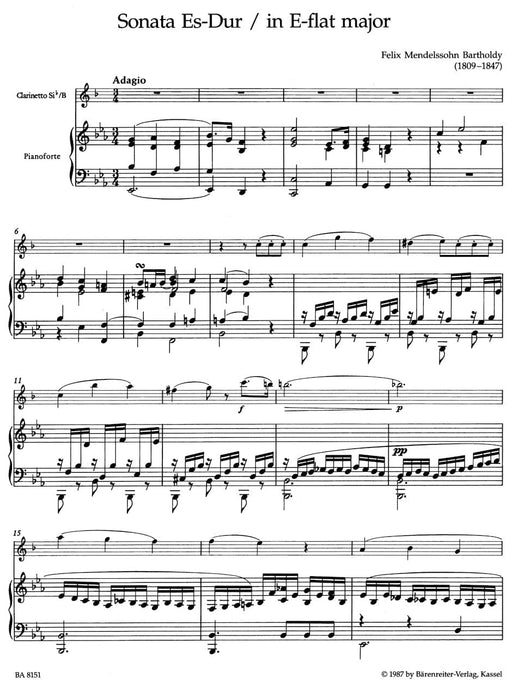 Sonate für Klarinette und Klavier Es-Dur 孟德爾頌菲利克斯 騎熊士版 | 小雅音樂 Hsiaoya Music
