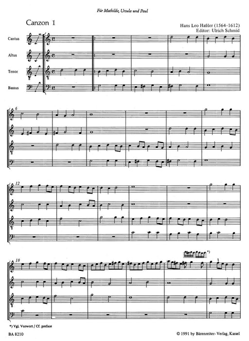 Instrumentalkanzonen zu vier Stimmen -5 Kanzonen in variablen Besetzungen für recorderensemble, Renaissance- oder andere Instrumente- 5 Canzonas for Variable Instrumentation - Recorder Ensemble, Renaissance or other Instruments 詠唱調配器法 騎熊士版 | 小雅音樂 Hsiaoya