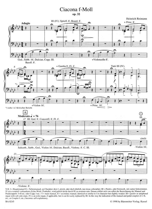 Ciacona f-Moll op. 32 騎熊士版 | 小雅音樂 Hsiaoya Music
