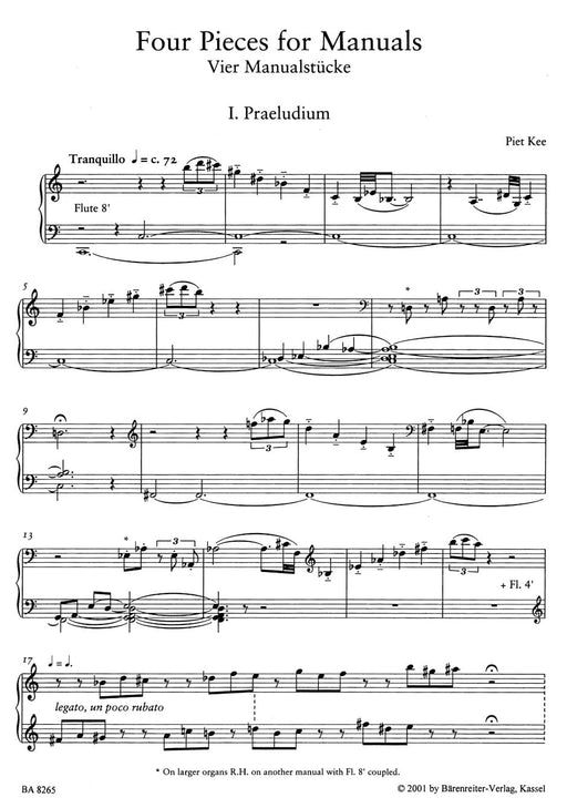 vier Pieces for Manuals 小品 騎熊士版 | 小雅音樂 Hsiaoya Music
