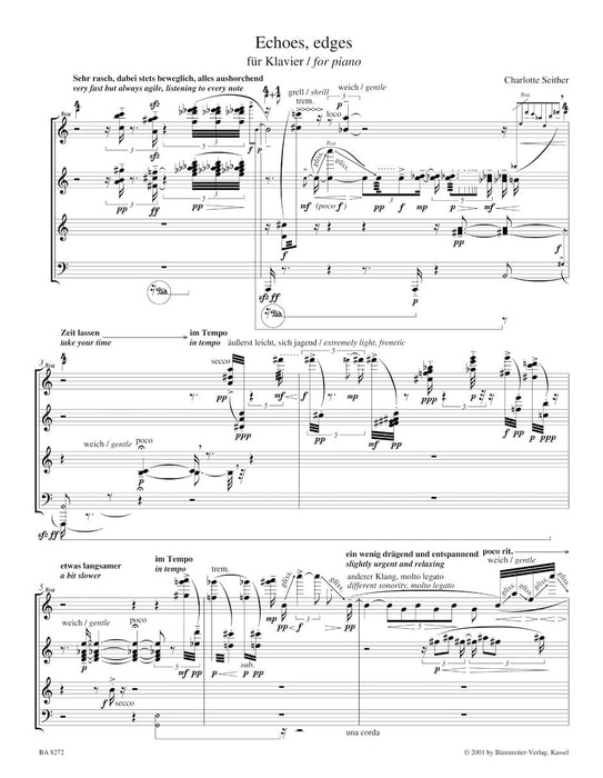 Echoes, EdGes for Piano (2001) 鋼琴 騎熊士版 | 小雅音樂 Hsiaoya Music