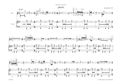 presto für Flöte und Klavier (1998) 騎熊士版 | 小雅音樂 Hsiaoya Music