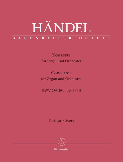 Organ Concertos Nr. 1-6 op. 4 HWV 289-294 (Set containing BA 8341-8346) 韓德爾 管風琴 協奏曲 騎熊士版 | 小雅音樂 Hsiaoya Music