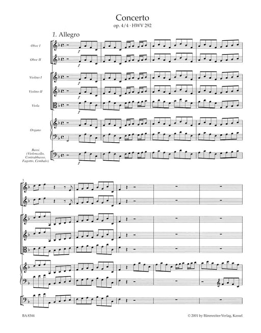 Concerto for Organ and Orchestra in F Major op. 4/4 HWV 292 韓德爾 協奏曲 管風琴 管弦樂團 騎熊士版 | 小雅音樂 Hsiaoya Music