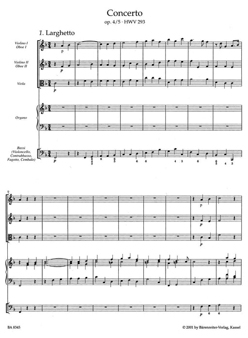 Concerto for Organ and Orchestra F Major op. 4/5 HWV 293 韓德爾 協奏曲 管風琴 管弦樂團 騎熊士版 | 小雅音樂 Hsiaoya Music
