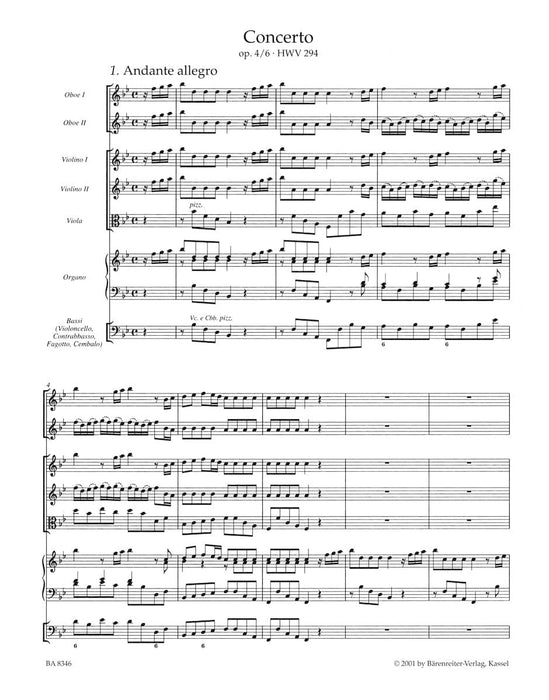 Concerto for Organ and Orchestra B-flat Major op. 4/6 HWV 294 韓德爾 協奏曲 管風琴 管弦樂團 騎熊士版 | 小雅音樂 Hsiaoya Music