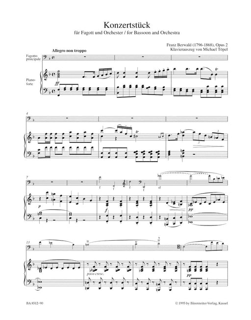 Concert Piece for Bassoon and Orchestra op. 2 貝華德弗朗茲 音樂會曲 低音管 管弦樂團 騎熊士版 | 小雅音樂 Hsiaoya Music